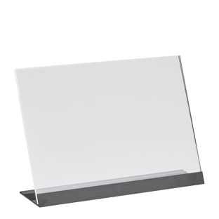 L-stand acrylic with aluminium base A5  | transparent|black 