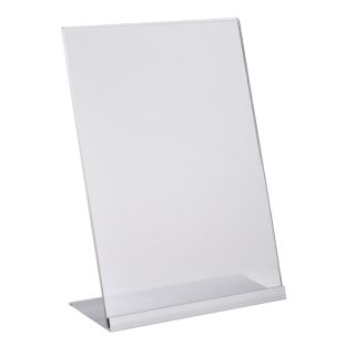 L-stand acrylic with aluminium base A4  | transparent|silver 