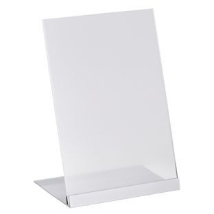 L-stand acrylic with aluminium base A5  | transparent|silver 