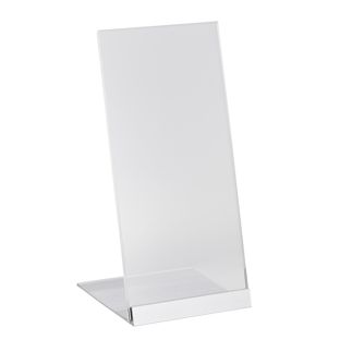 L-stand acrylic with aluminium base 1/3 A4 (100 x 210 mm)  | transparent|silver 