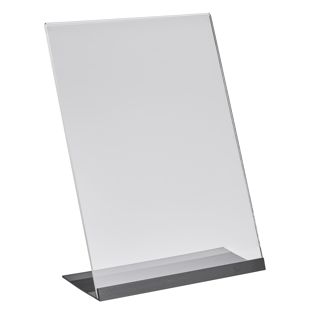 L-stand acrylic with aluminium base A4  | transparent|black 