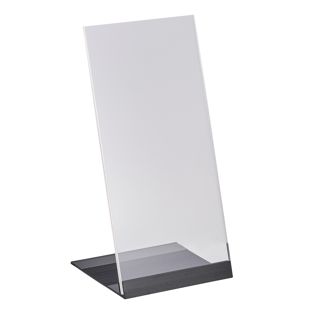 L-stand acrylic with aluminium base 1/3 A4 (100 x 210 mm)  | transparent|black 