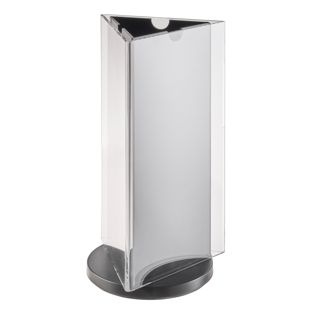Rotating sign holder, 3-sided, acrylic 