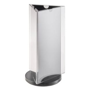 Rotating sign holder, 3-sided, acrylic 