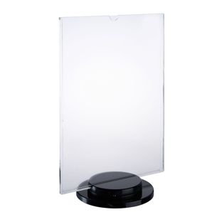 Rotating menu holder with black base, acrylic A4 