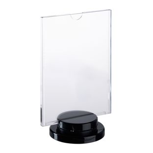 Rotating menu holder with black base, acrylic A6 