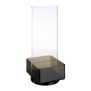Rotating menu holder incl. 2 storage compartments, acrylic 1/3 A4 