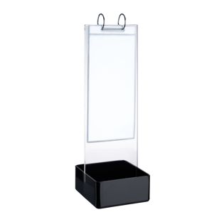 Menu holder FLIP, incl. ring mechanism, PVC pockets and 2 storage compartments, acrylic 