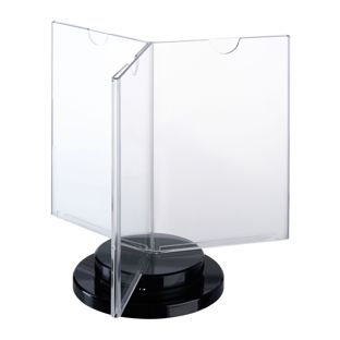 Rotating menu holder with black base, star-shaped, acrylic A6 