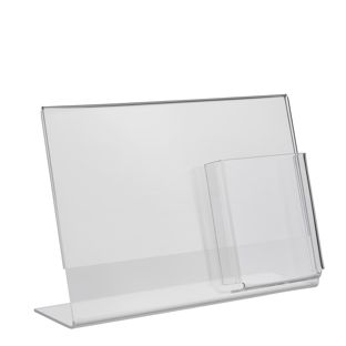 L-stand with extra compartment PREMIUM, acrylic A4 + 1/3 A4  | landscape format 