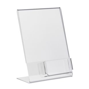 L-stand with extra compartment PREMIUM, acrylic A5 + 56 x 88 mm  | portrait 