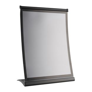 L-stand CURVE with A4 magnetic frame, black portrait format 
