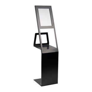 Brochure stand with information compartment FARGO, 1 x A4, black 