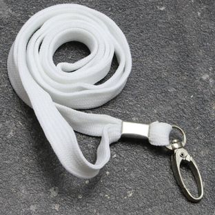 Lanyard, šířka 10 mm bílá  | s klipem a karabinou 