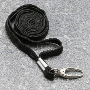 Lanyard, šířka 10 mm černá  | s klipem a karabinou 