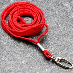 Lanyard, šířka 10 mm červená  | s klipem a karabinou 