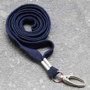 Lanyards, 10 mm wide dark blue  | with carabiner clip 
