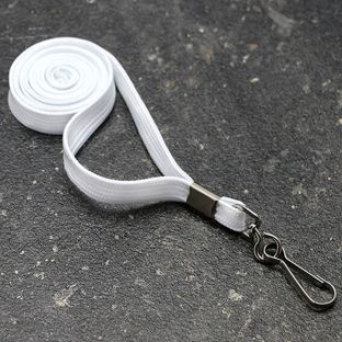Lanyard, šířka 10 mm bílá  | s otočným kovovým háčkem 
