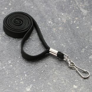 Lanyards, 10 mm wide black  | with rotabable metal hook 