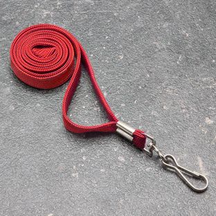 Lanyard, šířka 10 mm červená  | s otočným kovovým háčkem 