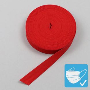 Šikmo střižená lemovka, polyester, 20 mm (25 m na roli) červená 