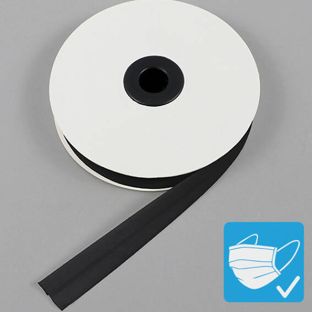 Šikmo střižená lemovka, bavlna a polyester, 20 mm (25 m na roli) černá 