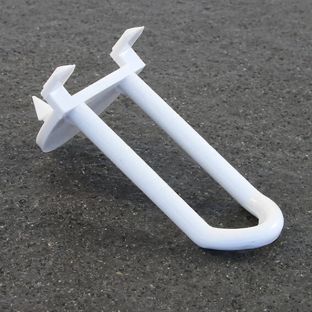 Display hooks with automatic insertion hooks, double plastic prong, white 50 mm