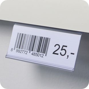 Data strips HE, self-adhesive, 15° reading angle 39 mm | 90 mm | transparent  | for sticking (standard adhesive tape)  | Adhesive above 