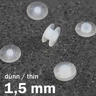 Plastic snap rivets with flat head transparent  | 1.5 mm | 10 mm