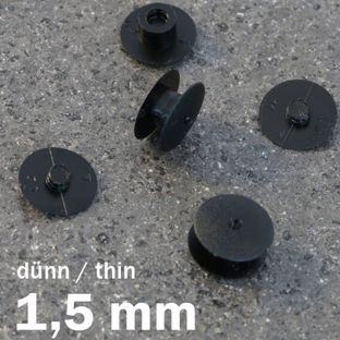 Plastic snap rivets with flat head black  | 1.5 mm | 10 mm