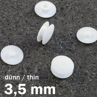 Plastic snap rivets with flat head white  | 3.5 mm | 10 mm
