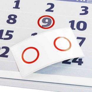 Statická datumová záložka, ø = 36 mm, okraj průsvitně červený 