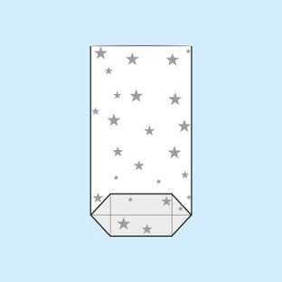 Cross bottom bags, OPP foil, stars 95 x 160 mm 