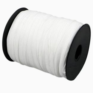 Flat elastic cords on reel, 6 mm, extra soft, white (reel with 200 m) 
