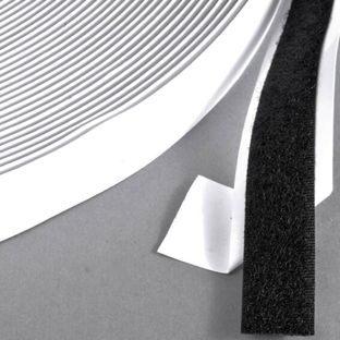 Loop tape self-adhesive, for hook and loop fasteners (roll with 25 m) 20 mm | black 