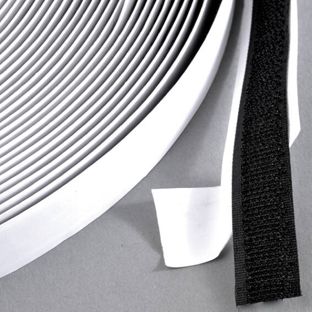 Hook tape self-adhesive, for hook and loop fasteners (roll with 25 m) 20 mm | black 