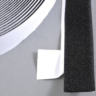Loop tape self-adhesive, for hook and loop fasteners (roll with 25 m) 30 mm | black 