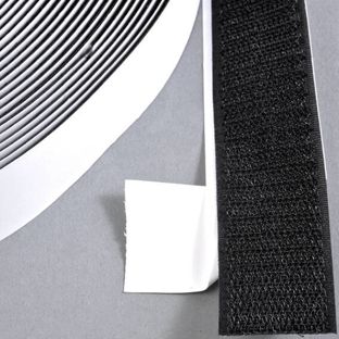 Hook tape self-adhesive, for hook and loop fasteners (roll with 25 m) 38 mm | black 