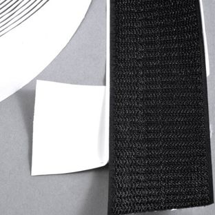 Hook tape self-adhesive, for hook and loop fasteners (roll with 25 m) 50 mm | black 