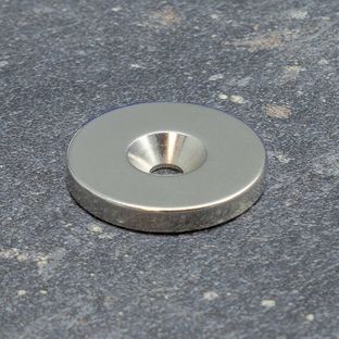 Kotoučové magnety z neodymu s otvorem a zapuštěním 27 mm