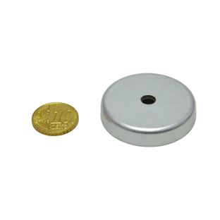 Ferrite pot magnets with bore and counterbore 40 mm | ferrite|stainless steel 