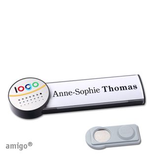 Name badges amigo® alu-print magnet anthracite  | smag® Magnet  | circle  | anthracite  | silver 