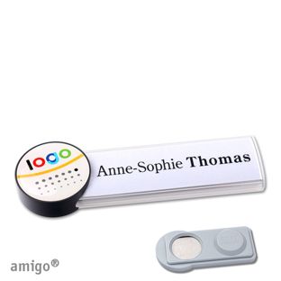 Name badges amigo® doming magnet white  | smag® Magnet  | circle  | anthracite  |  