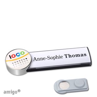 Name badges amigo® doming magnet anthracite  | smag® Magnet  | circle  | stainless steel  |  