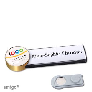 Name badges amigo® doming magnet anthracite  | smag® Magnet  | circle  | gold  |  