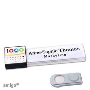 Name badges amigo® doming magnet white  | smag® Magnet  | square  | anthracite  |  