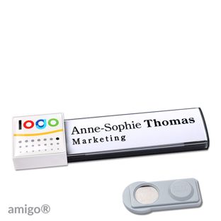Name badges amigo® doming magnet anthracite  | smag® Magnet  | square  | white  |  
