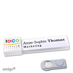 Name badges amigo® doming magnet white  | smag® Magnet  | square  | white  |  