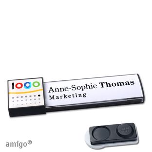 Name badges amigo® doming magnet anthracite  | smag® magnet, extra strong  | square  | anthracite  |  