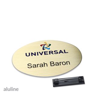 Name badges aluline-plus® alu-complete stainless steel pin 65 x 43 mm  | gold 